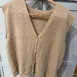 Cicy Bell Work Well Knit Vest Cardigan Beige NWT